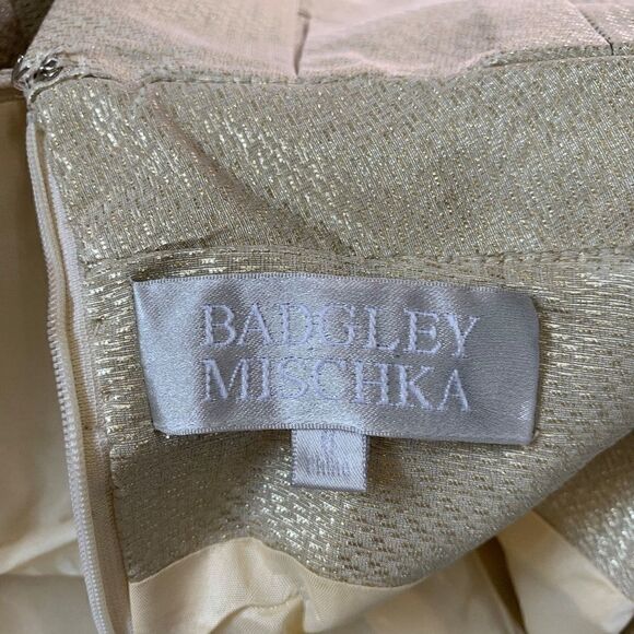 Badgley Mischka gold bateau neckline sheath - 6 - Picture 8 of 9